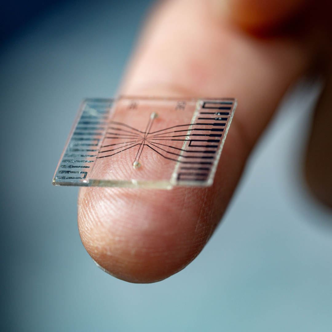 Microchip on tip of finger