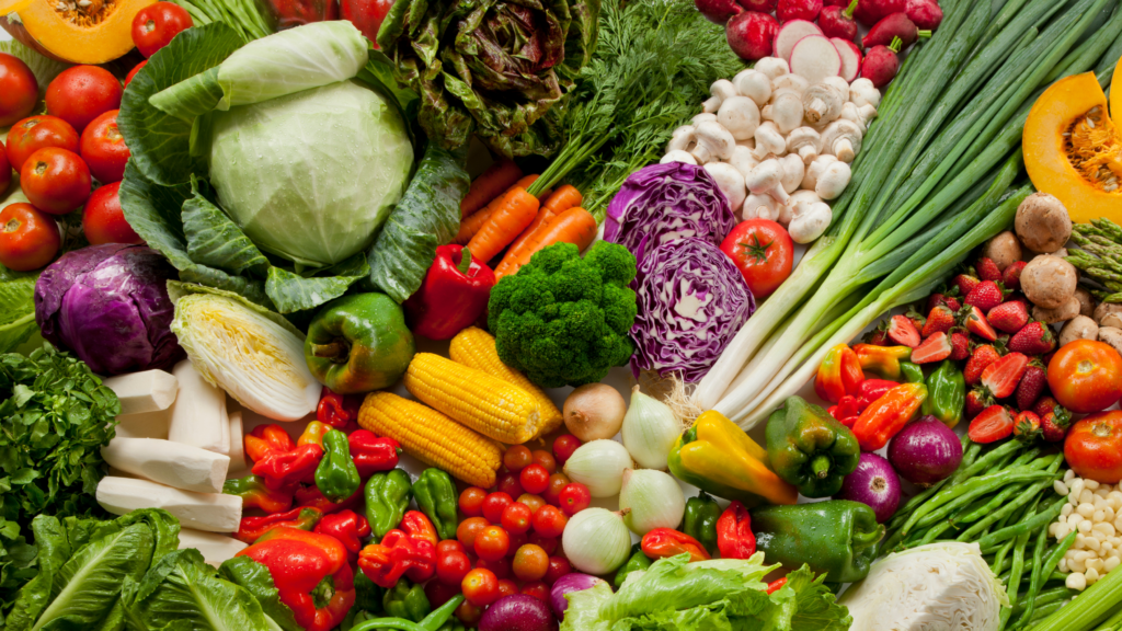 Colourful fruit and vegetables