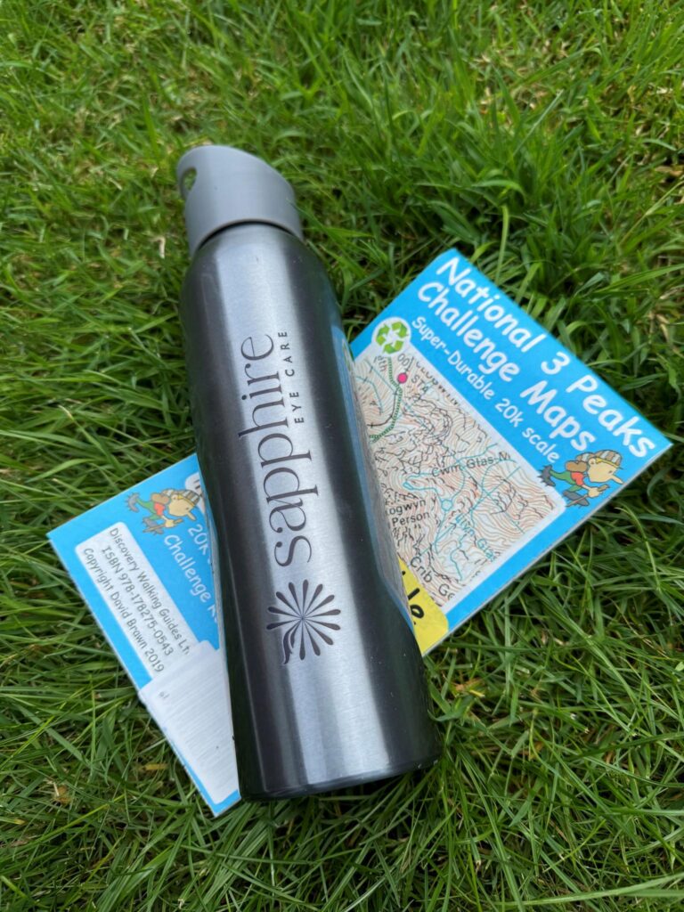 Sapphire Eye Care water bottle on map 